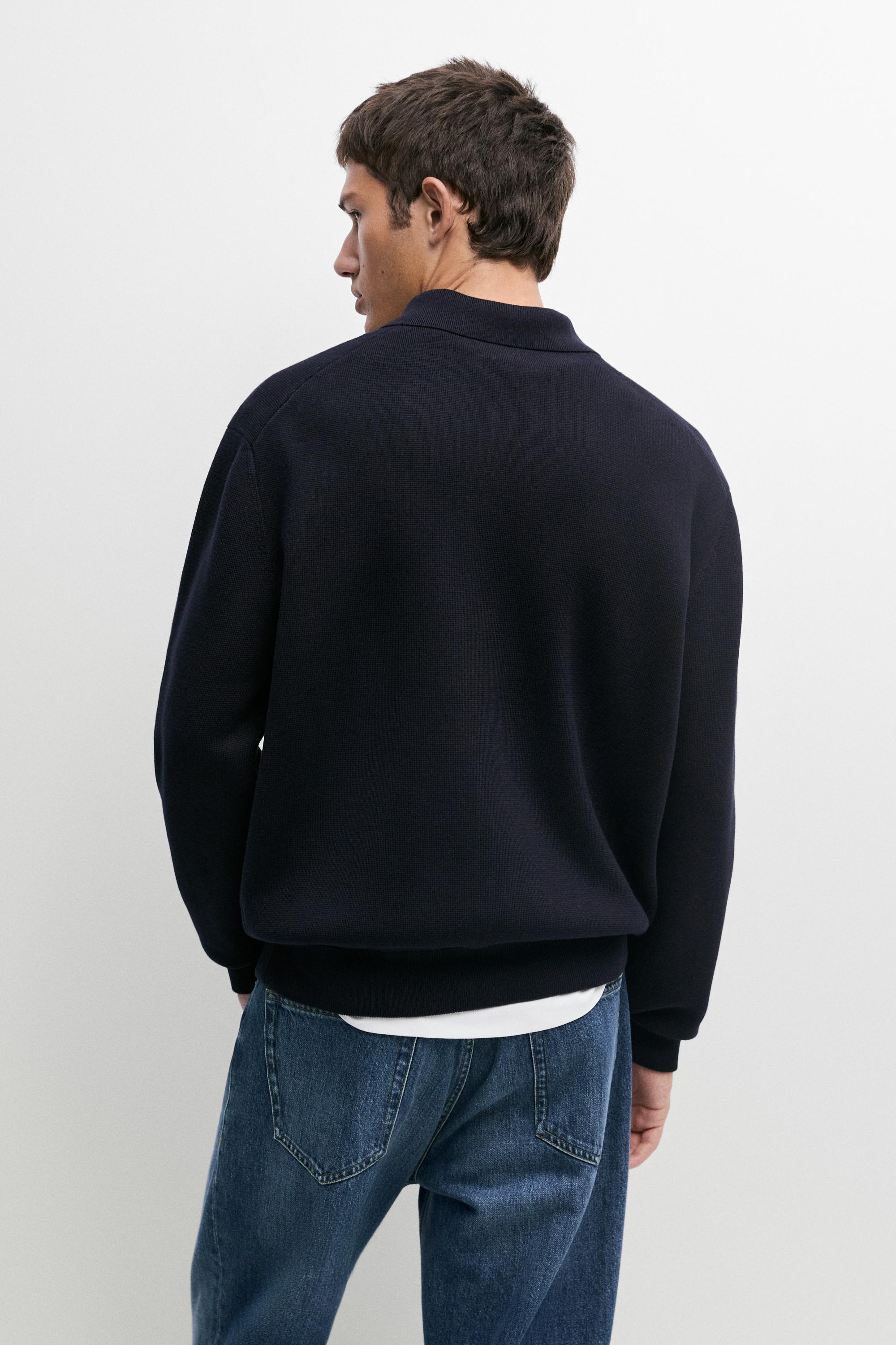 Cardigan en maille 100 % coton à col polo